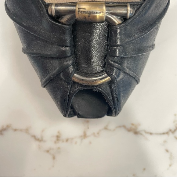 SALVATORE FERRAGAMO Black Peep Toe Heels! - Picture 8 of 10
